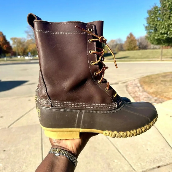 L.L. Bean 10” Leather Hunting Boots Women’s Size 10 - Picture 7 of 13